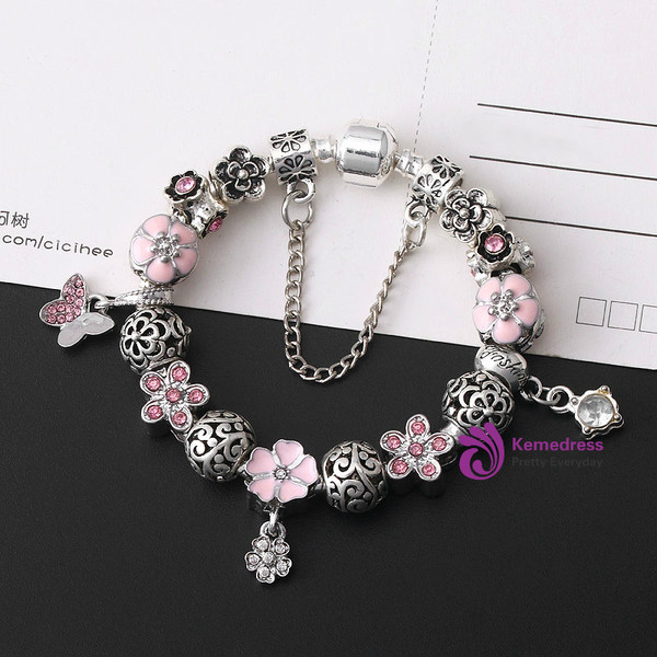 Unique Silver Crystal Charm Brand Bracelet for Women Brand Bracelets & Bangles Jewelry