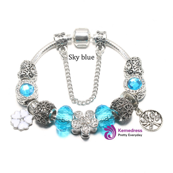 Grass Charm Beads 6 Color Life Tree Pendant Fit charm Bracelets for Women