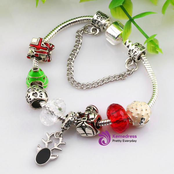 Red Class&Crystal Christmas Style Antlers Charm Bracelets For Women