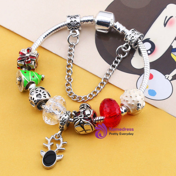 Red Class&Crystal Christmas Style Antlers Charm Bracelets For Women