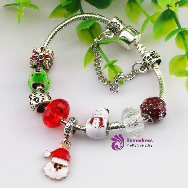 Silver Charms Beads pan Bracelets Fit European children Christmas Gift for Womens Jewelry