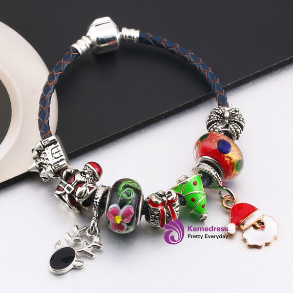 Leather Bracelet For Women/girl With Red Crystal Beads Child Christmas Gift