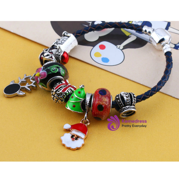 Leather Bracelet For Women/girl With Red Crystal Beads Child Christmas Gift