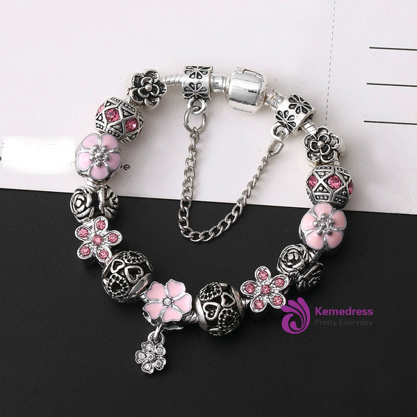 2 Color Honeysuckle Charm Bracelet Women Snake Chain Brand Bracelet