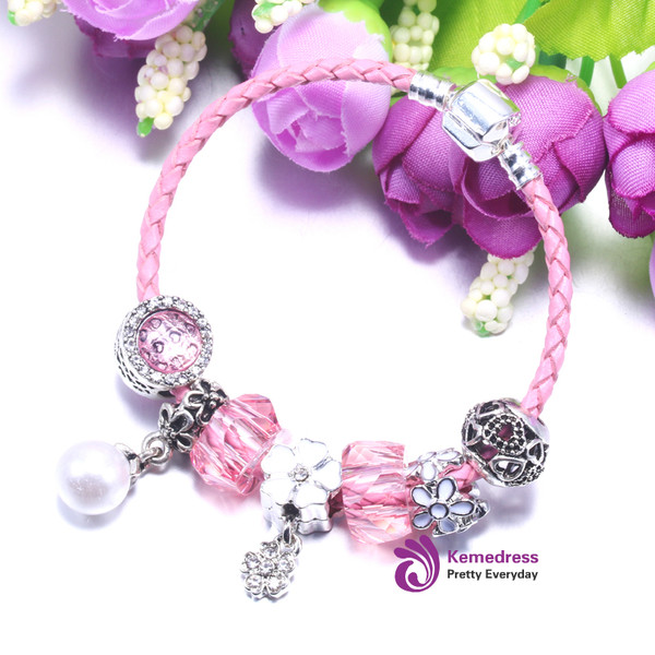 Silver plated chain Jewelry Charms Bracelet & Bracelet With Beads For Women