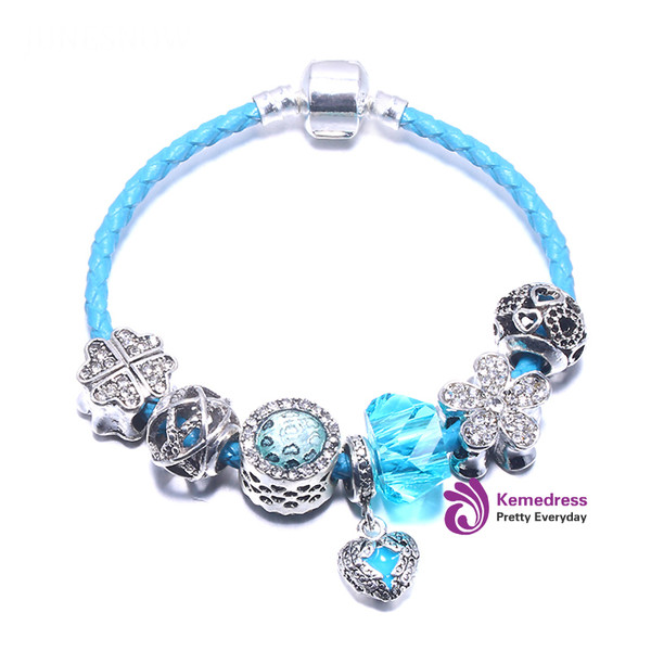 European Love Heart Charm Bracelet DIY Beads Fits Original Bracelets & bangles