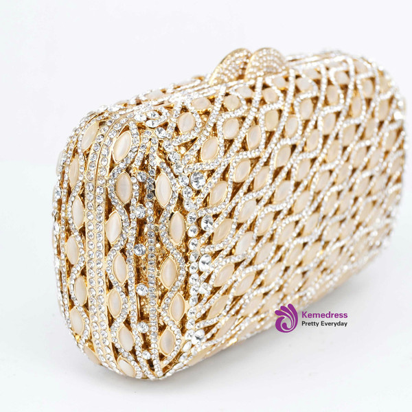 Luxury ivory Evening Bag gem Diamond Crystal women day clutch Party Purse