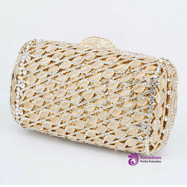 Luxury ivory Evening Bag gem Diamond Crystal women day clutch Party Purse