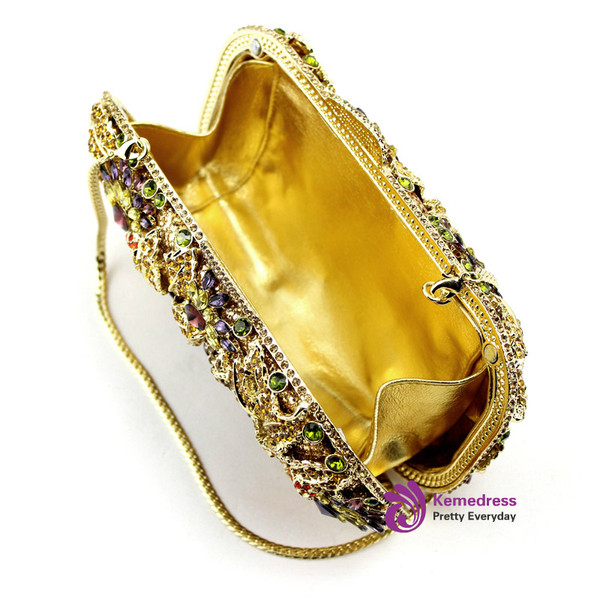 All drill metal hollow diamond flower bag bag