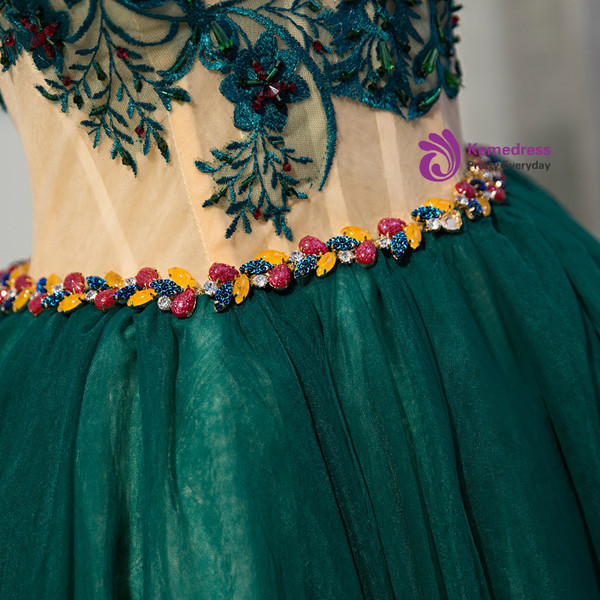 Ball Gown Green Sweetheart Tulle Lace Up Homecoming Dress 2018