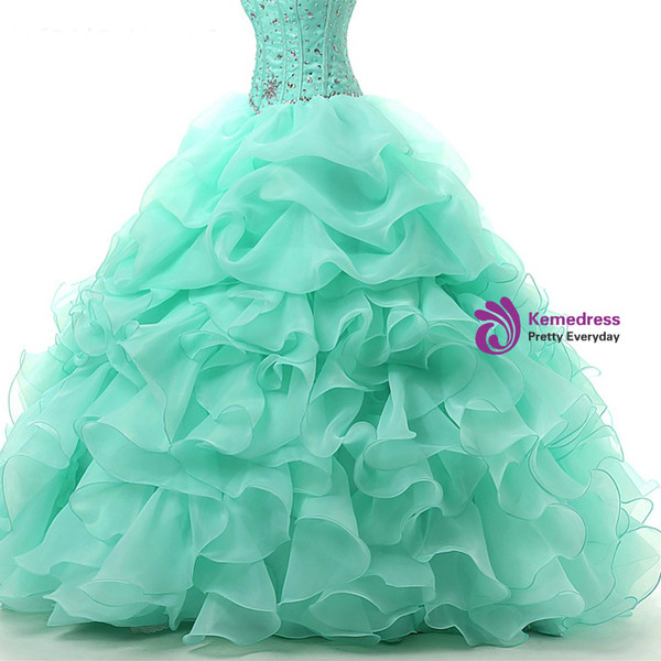 Mint Green Quinceanera Dresses 2018 Crystal Sweetheart Gorgeous Ball Gown