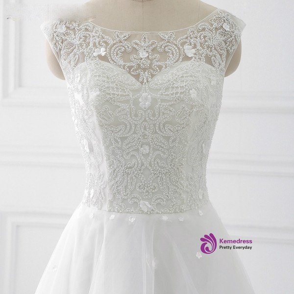 High Low Wedding Dresses A Line Bridal Gowns Beading Appliques