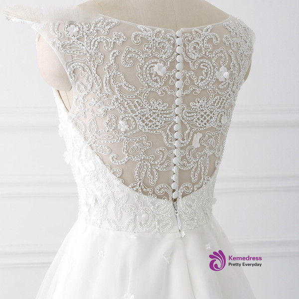 High Low Wedding Dresses A Line Bridal Gowns Beading Appliques