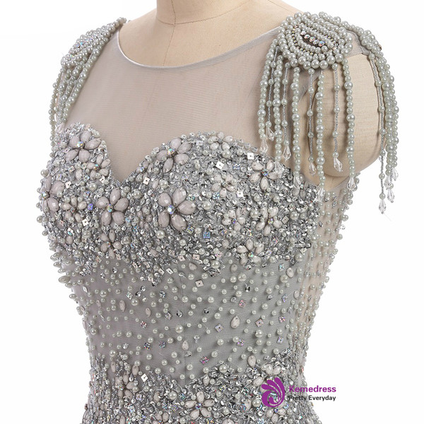 Long Mermaid Prom Dress Sparkly Beading Bodice Formal