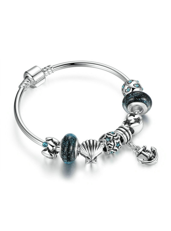 Black Glass Beads Anchor Pendant Charms Bangles