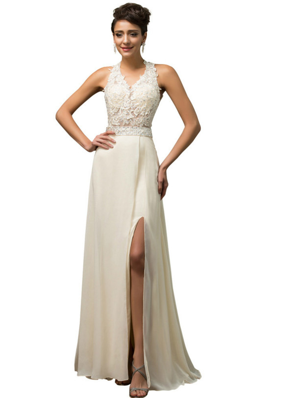 Halter Backless Fishtail High Split Korean Wedding Dresses