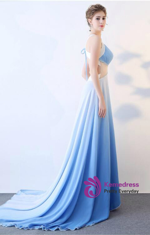 In Stock:Ship in 48 hours A-Line Chiffon Prom Dress