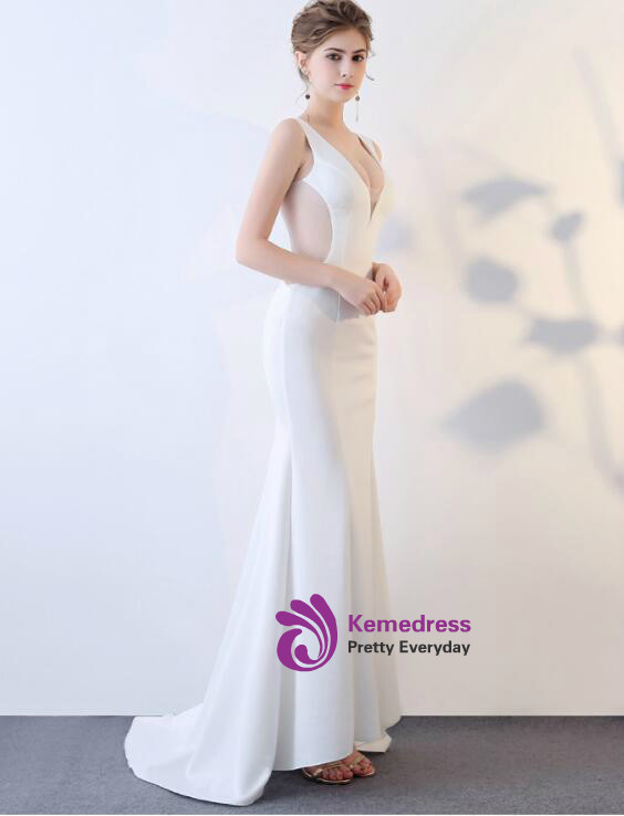 In Stock:Ship in 48 hours  Mermaid White Prom Dress