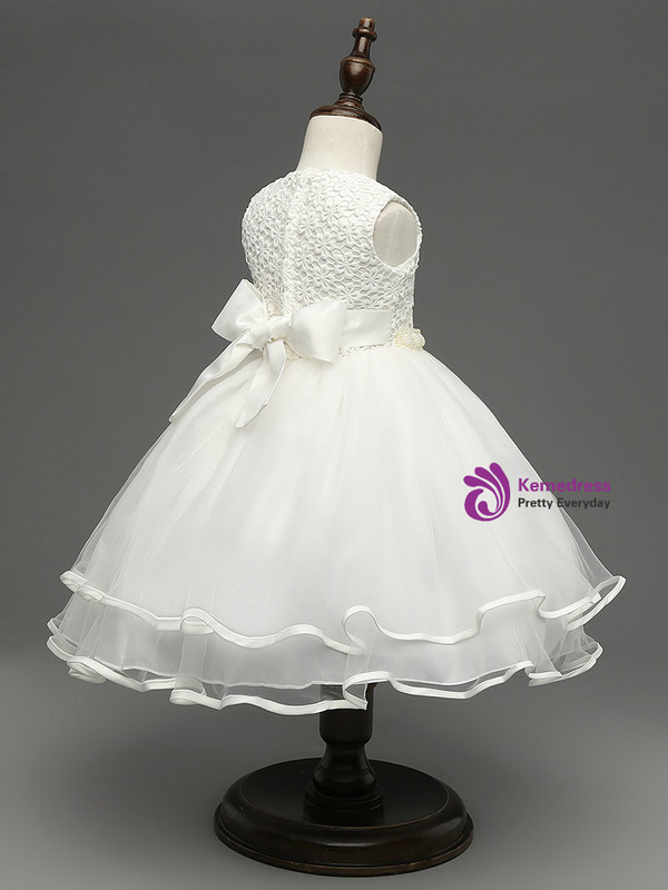 In Stock:Ship in 48 hours White Pearls Girl Dress
