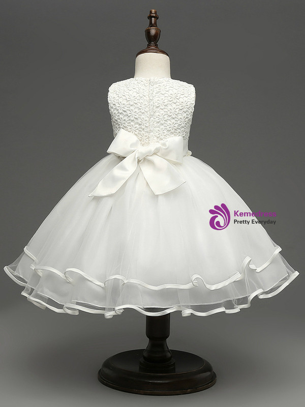 In Stock:Ship in 48 hours White Pearls Girl Dress