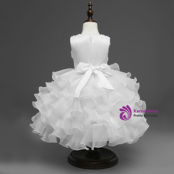 In Stock:Ship in 48 hours White Organza Flower Girl Dress