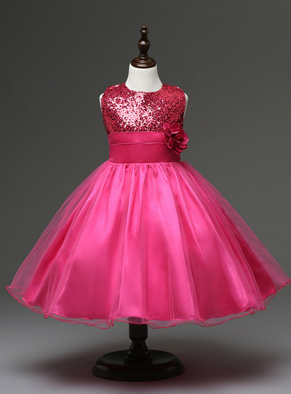 In Stock:Ship in 48 hours Fuschia Flower Girl Dress