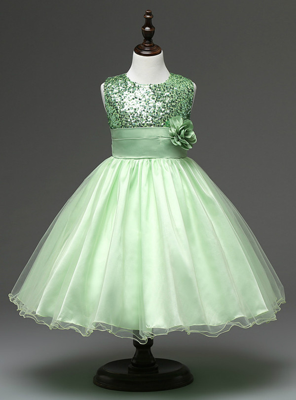 In Stock:Ship in 48 hours Green Flower Girl Dress