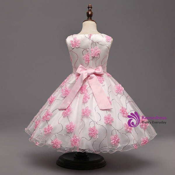 In Stock:Ship in 48 hours Pink Flower Tulle Girl Dress
