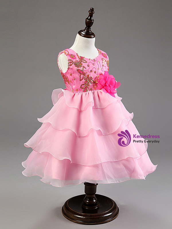 In Stock:Ship in 48 hours Beading Pink Girl Dress