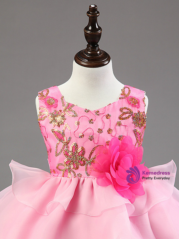 In Stock:Ship in 48 hours Beading Pink Girl Dress