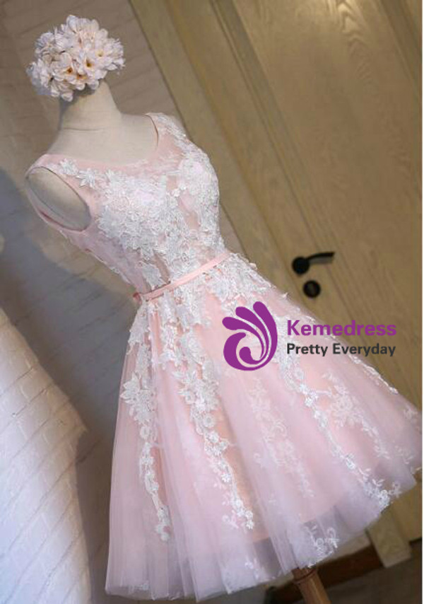 In Stock:Ship in 48 hours Pink Tulle Homecoming Dress