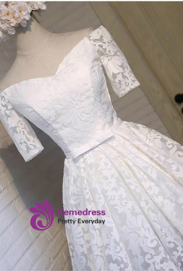In Stock:Ship in 48 hours White Lace Homecoming Dress