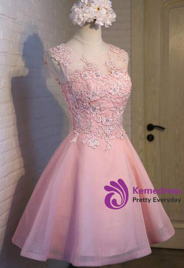 In Stock:Ship in 48 hours Pink Organza Homecoming Dress