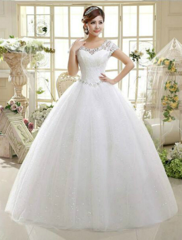 In Stock:Ship in 48 hours Ball Gown Scoop Tulle Wedding Dress