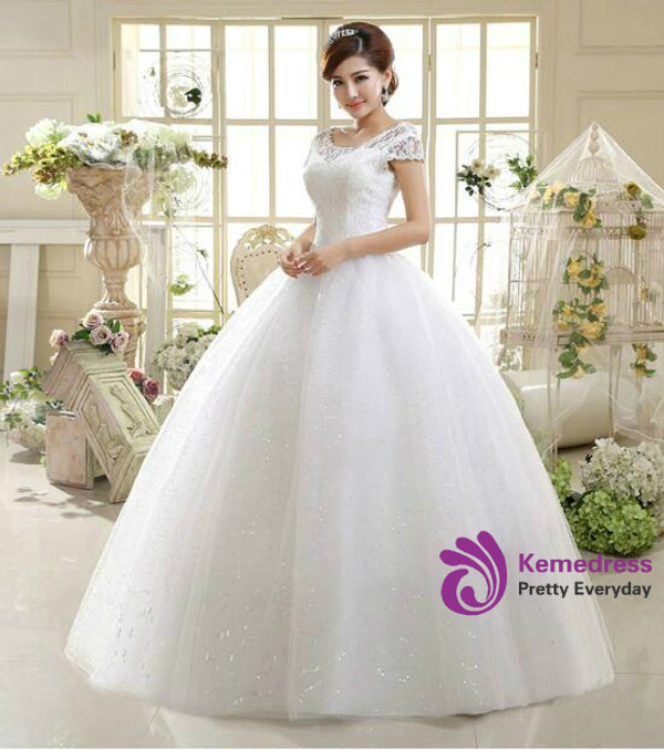In Stock:Ship in 48 hours Ball Gown Scoop Tulle Wedding Dress