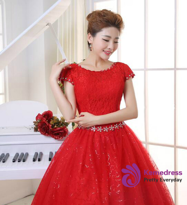 In Stock:Ship in 48 hours Red Ball Gown Wedding Dress