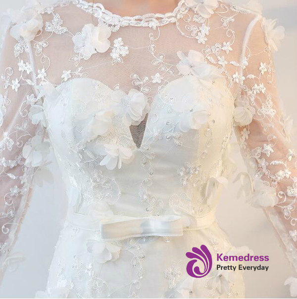 In Stock:Ship in 48 hours Long Sleeve Lace Wedding Dress