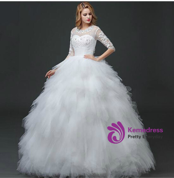 In Stock:Ship in 48 hours Ball Gown Tulle Beading Wedding Dress