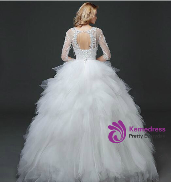 In Stock:Ship in 48 hours Ball Gown Tulle Beading Wedding Dress