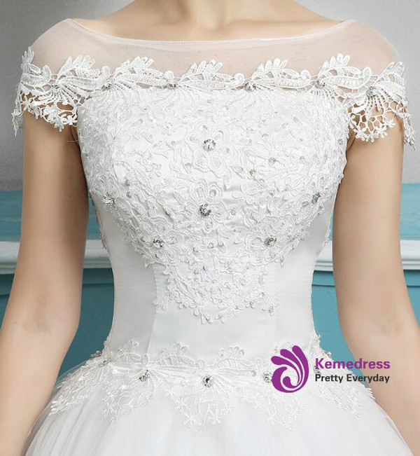 In Stock:Ship in 48 hours Bateau Ball Gown Wedding Dress