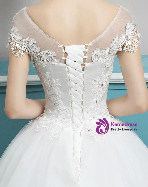 In Stock:Ship in 48 hours Bateau Ball Gown Wedding Dress
