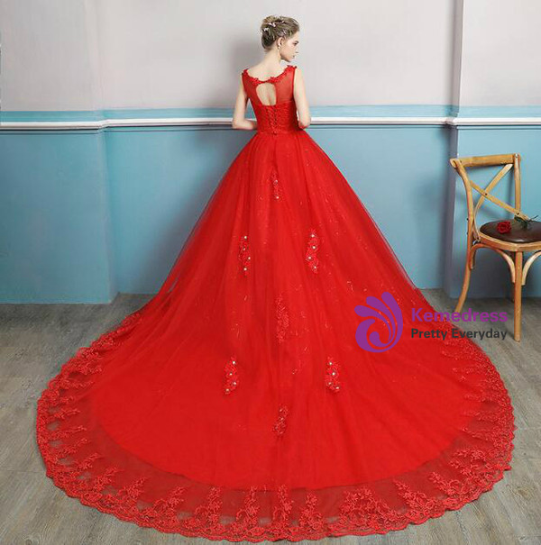In Stock:Ship in 48 hours Red Tulle Wedding Dress