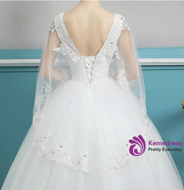 In Stock:Ship in 48 hours Long Sleeve White Wedding Dress
