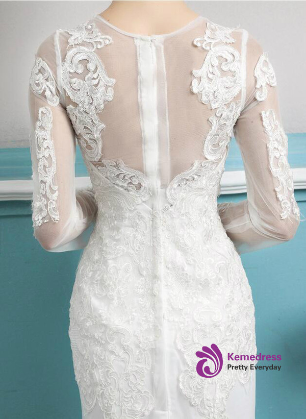 In Stock:Ship in 48 hours Mermaid Long Sleeve lace Wedding Dress