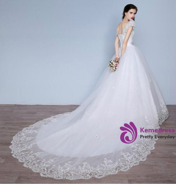 In Stock:Ship in 48 hours Off The Shoulder White Wedding Dress