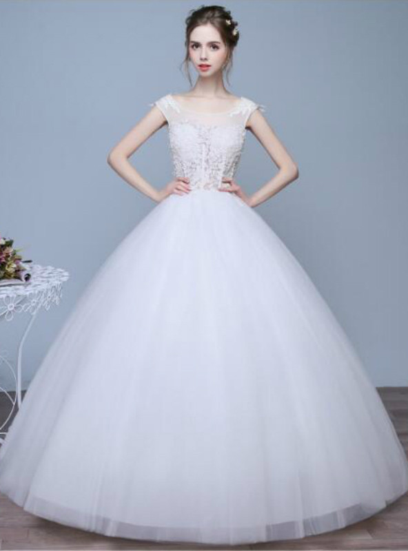 In Stock:Ship in 48 hours Scoop Neck Wedding Dress