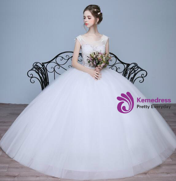 In Stock:Ship in 48 hours Scoop Neck Wedding Dress