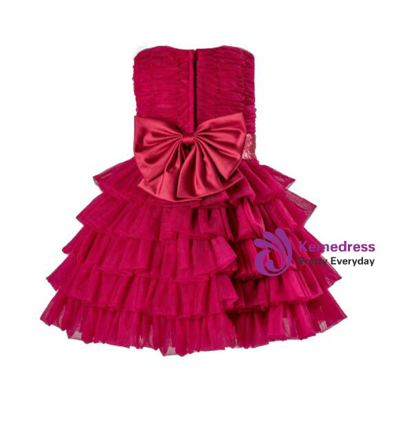 In Stock:Ship in 48 hours Red Tulle Flower Girl Dress