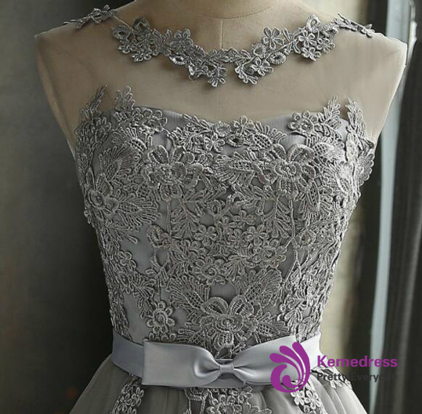In Stock:Ship in 48 hours Gray Short Bridesmaid Dress