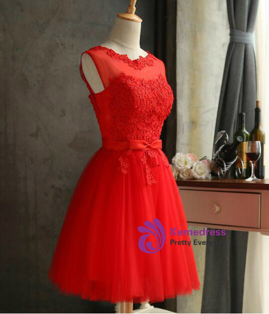 In Stock:Ship in 48 hours Red Short Bridesmaid Dress